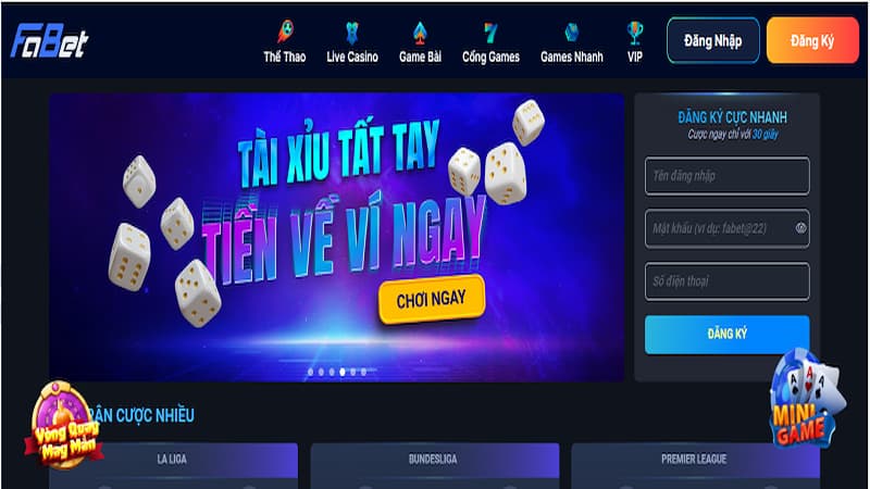 Sảnh game bài Fabet cực kì hấp dẫn