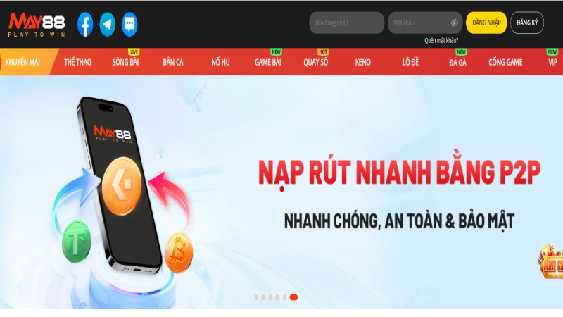 Website MAY88 với thiết kế đơn giản thân thiện với người chơi